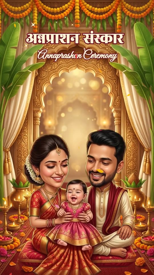 Royal Annaprashan caricature invitation